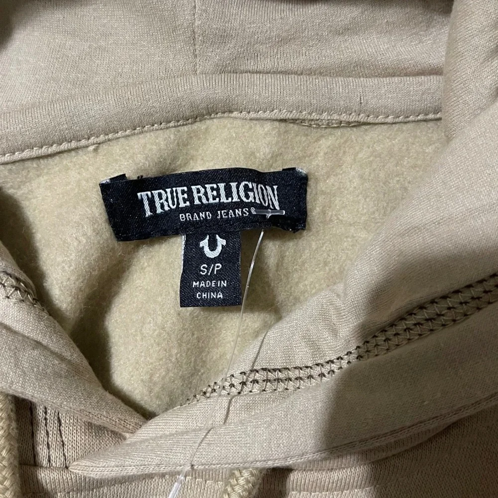 True Religion Mens Travertine Tan Buddha Graphic Pullover Hoodie Small